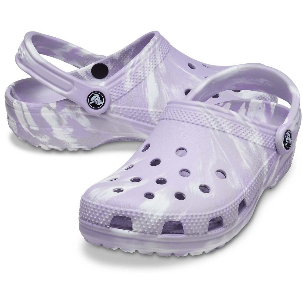 Purple Women's Crocs Classic Marbled Clogs | NZ 0108RVDW